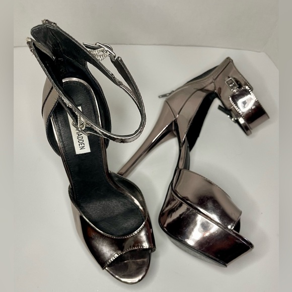 Steve Madden - Faymuss pewter platform stilettos size 10 - Picture 2 of 2